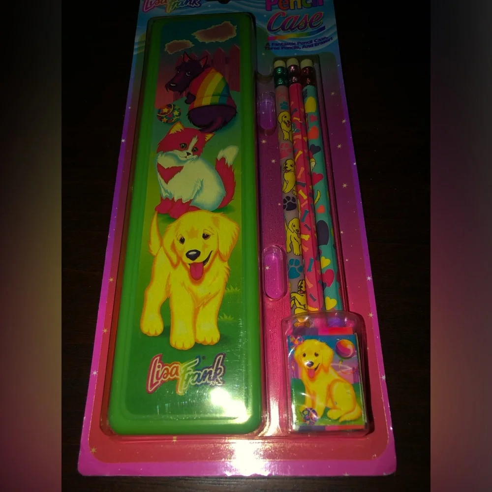 Vintage Lisa Frank Pencil Case New HTF Cats and Dogs Print